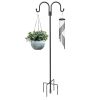 Double Shepherd Hooks for Outdoor, 79 Inch Heavy Duty Bird Feeder Pole for Hanging Bird Feeder, Garden Hooks Plant Baskets, Garden Plant Hanger Stands