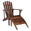 120*72*96cm Outdoor Garden With Footstool Wooden Single Chair Carbonized Color