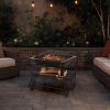 Outdoor Wood Burning Fire Pit with Log Storage Rack and Wheels