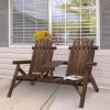 Wood Patio Chair Bench with Center Coffee Table/Garden chairs/courtyard chairs