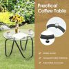 3 Pieces Patio Rattan Furniture Set with 2 Single Wicker Chairs and Glass Side Table