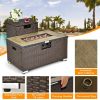 32 x 20 Inch Propane Rattan Fire Pit Table Set with Side Table Tank and Cover