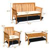 4-piece patio furniture set Outdoor Acacia wood sofa furniture with cushion white