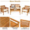 4-piece patio furniture set Outdoor Acacia wood sofa furniture with cushion white