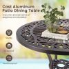 24 Inch Round Cast Aluminum Table Patio Dining Bistro Table with 2 Inch Umbrella Hole