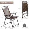 4pcs Patio Folding Sling Chairs Camping Chair,Steel,Coffee Color