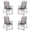 4pcs Patio Folding Sling Chairs Camping Chair,Steel,Coffee Color