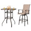 2pcs Wrought Iron Swivel Bar Chair Patio Swivel Bar Stools Brown (ONLY chair)