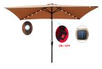 10 x 6.5t Rectangular Patio Solar LED Lighted Outdoor Market Umbrellas with Crank &amp; Push Button Tilt for Garden Shade Outside Swimming Pool RT