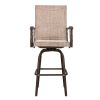 2pcs Wrought Iron Swivel Bar Chair Patio Swivel Bar Stools Brown (ONLY chair)