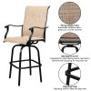 2pcs Wrought Iron Swivel Bar Chair Patio Swivel Bar Stools Black(without table)