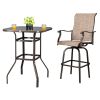 2pcs Wrought Iron Swivel Bar Chair Patio Swivel Bar Stools Brown (ONLY chair)