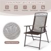 4pcs Patio Folding Sling Chairs Camping Chair,Steel,Coffee Color