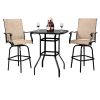 2pcs Wrought Iron Swivel Bar Chair Patio Swivel Bar Stools Black(without table)