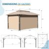 Gazebo 10x14FT, Outdoor Gazebo with Double Roofs, Privacy Curtains, Mosquito Nettings, Heavy Duty Metal Frame Party Tent Canopy for Patio, Backyard, D