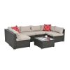 Patio Furniture PE Wicker & Tempered Glass Table