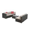 Patio Furniture PE Wicker & Tempered Glass Table