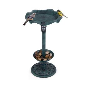 Birdbath with Bird Feeder and Flower Planter for Outdoor Decor (type: bird supplies, Color: Green)