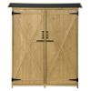 Outdoor 5.3ft Hx4.6ft L Wood Storage Shed Tool Organizer; Garden Shed; Storage Cabinet with Waterproof Asphalt Roof; Double Lockable Doors; 3-tier She