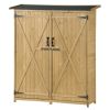 Outdoor 5.3ft Hx4.6ft L Wood Storage Shed Tool Organizer; Garden Shed; Storage Cabinet with Waterproof Asphalt Roof; Double Lockable Doors; 3-tier She