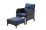 5 Piece Outdoor Patio Furniture Set,All Weather PE Rattan Conversation Chairs with Armrest and Removable Cushions,Ottomans and Storage Coffee Table fo