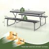 6 Feet Picnic Table Bench Set with HDPE Tabletop for 8 Person