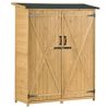 Outdoor 5.3ft Hx4.6ft L Wood Storage Shed Tool Organizer; Garden Shed; Storage Cabinet with Waterproof Asphalt Roof; Double Lockable Doors; 3-tier She